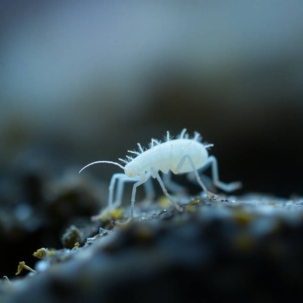 White Albino Springtail (Ceratophysella isabellae) Pale, eye-catching ...